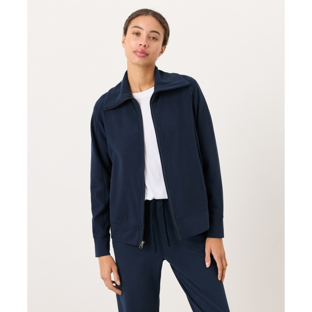 Pact Organic CloudKnit Jacket S Navy Organic Cotton Full Zip Athleisure